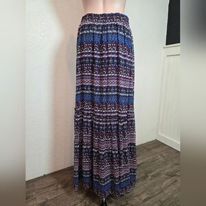 Imaginary Voyage Multicolor Tiered Boho Peasant Lined Maxi Skirt Size Large